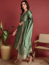 Polyester Ethnic motifs Green Indian Ethnic